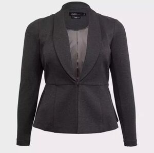 Studio Dark Charcoal Gray Women's Peplum Ponte Blazer